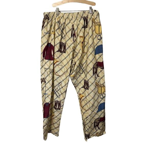 Phineas Cole Brushed Cotton Equestrian Print Pajama Set Tan Size Small New - Picture 5 of 7